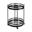 Mercana Ada Round Shape Black Metal Frame Two-Tier w/Glass Shelf Bar Cart