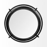 Mercana Ada Round Shape Black Metal Frame Two-Tier w/Glass Shelf Bar Cart