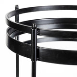 Mercana Ada Round Shape Black Metal Frame Two-Tier w/Glass Shelf Bar Cart