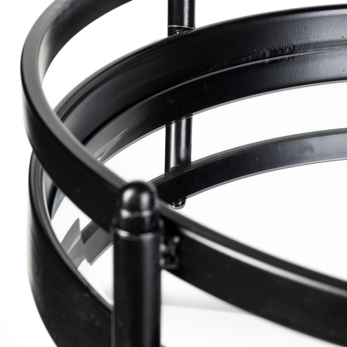Mercana Ada Round Shape Black Metal Frame Two-Tier w/Glass Shelf Bar Cart