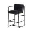 Mercana Stamford 36" Total Height Black Leather Seat w/ Wood Back Metal Counter Stool