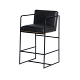 Mercana Stamford 36" Total Height Black Leather Seat w/ Wood Back Metal Counter Stool