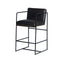Mercana Stamford 36" Total Height Black Leather Seat w/ Wood Back Metal Counter Stool