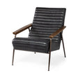 Mercana Grosjean Black Leather Wrap Metal Frame Accent Chair