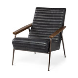 Mercana Grosjean Black Leather Wrap Metal Frame Accent Chair