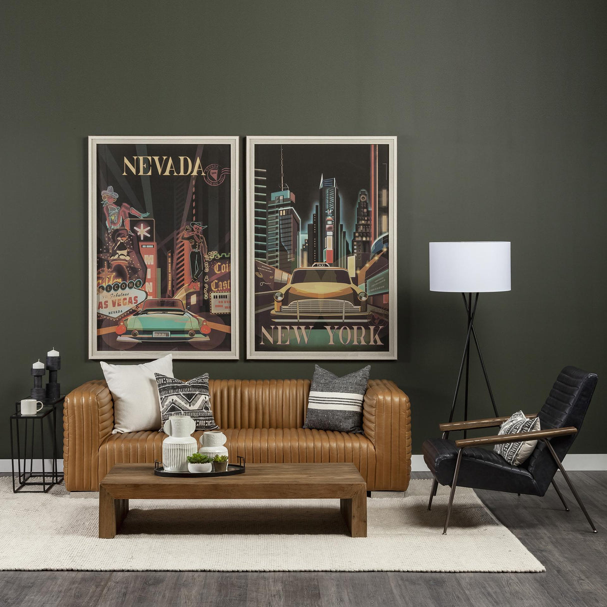 Mercana Grosjean Black Leather Wrap Metal Frame Accent Chair