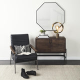 Mercana Grosjean Black Leather Wrap Metal Frame Accent Chair