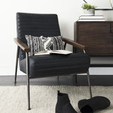 Mercana Grosjean Black Leather Wrap Metal Frame Accent Chair