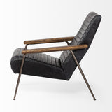 Mercana Grosjean Black Leather Wrap Metal Frame Accent Chair