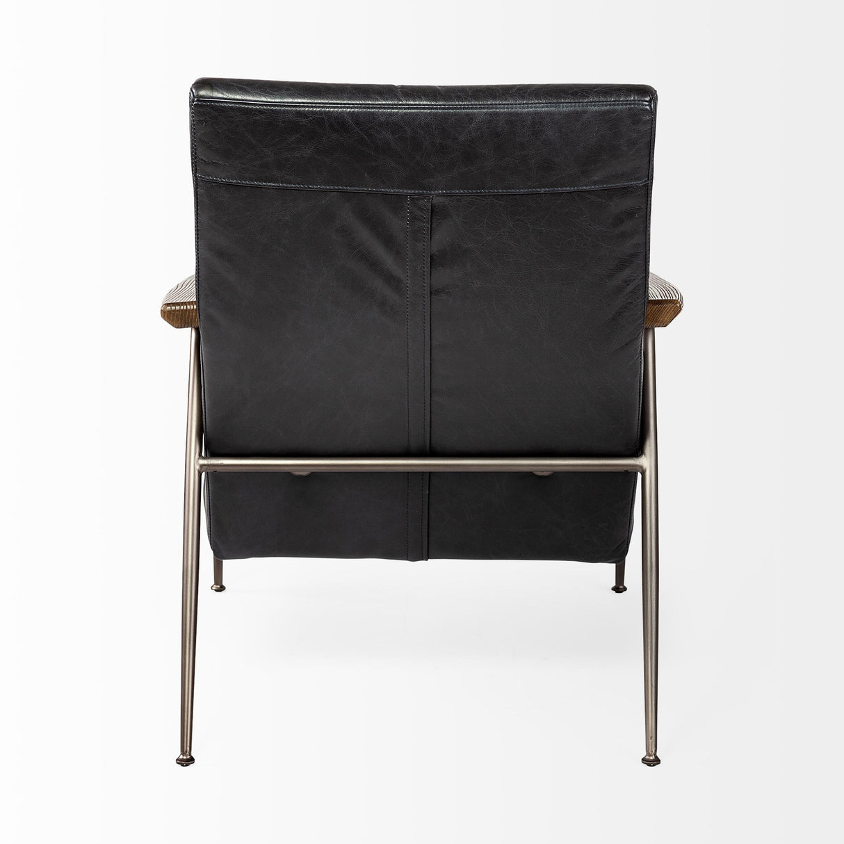Mercana Grosjean Black Leather Wrap Metal Frame Accent Chair