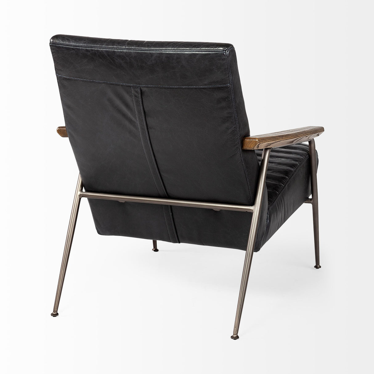 Mercana Grosjean Black Leather Wrap Metal Frame Accent Chair