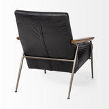 Mercana Grosjean Black Leather Wrap Metal Frame Accent Chair