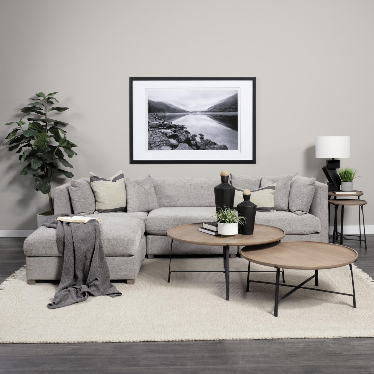 Mercana Valence 2 Piece Medium Gray Modular Sofa Set