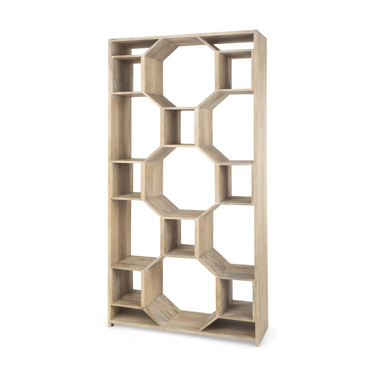 Mercana Traro 47.75L x 16.0W x 92.0H Blonde Wooden Compartment Shelving Unit