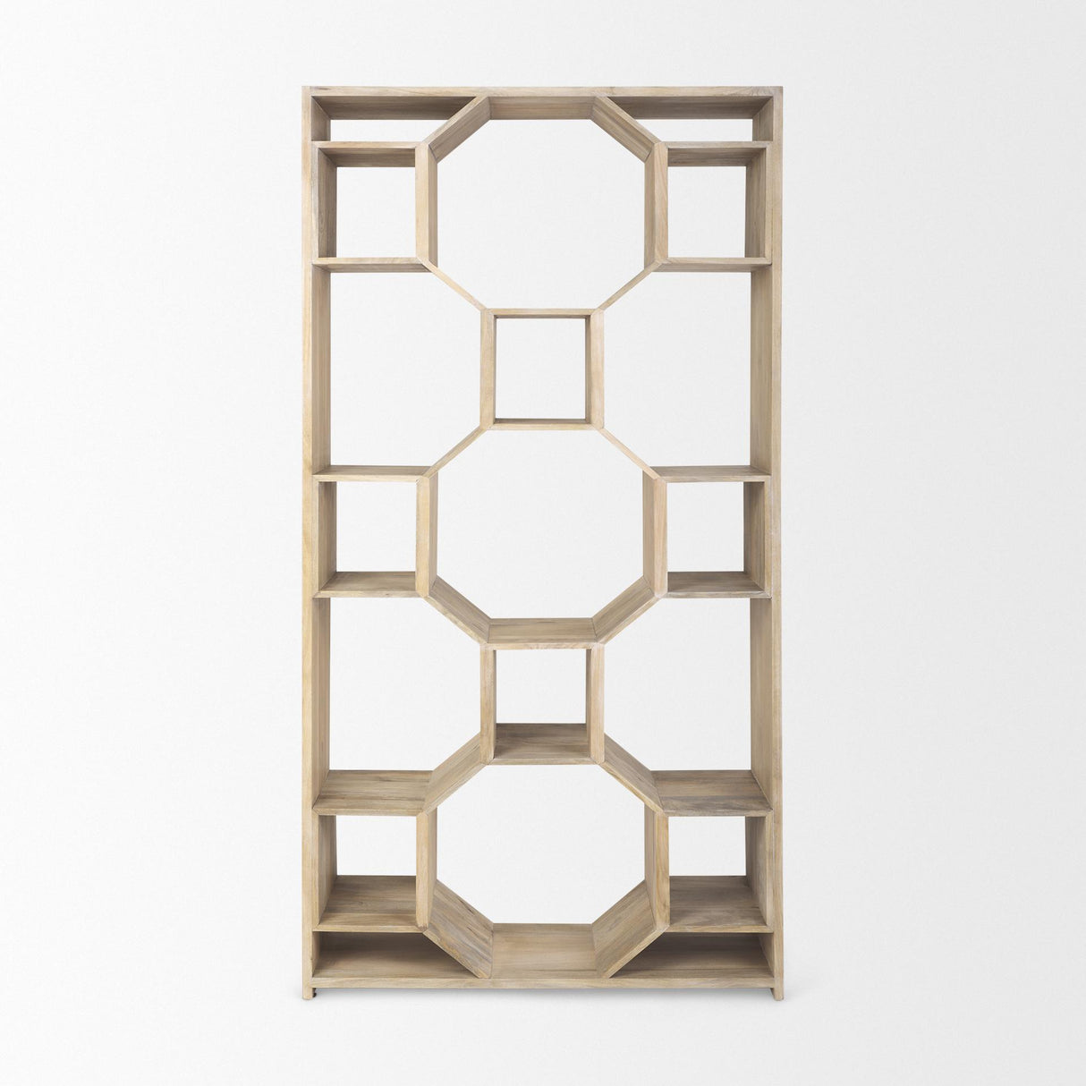 Mercana Traro 47.75L x 16.0W x 92.0H Blonde Wooden Compartment Shelving Unit