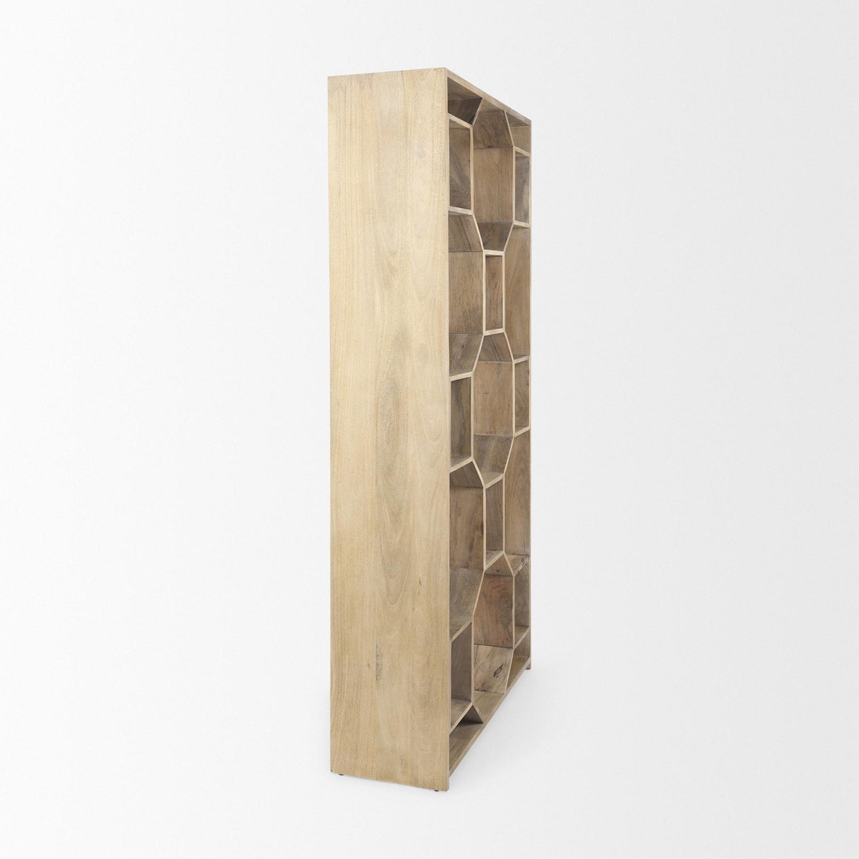 Mercana Traro 47.75L x 16.0W x 92.0H Blonde Wooden Compartment Shelving Unit