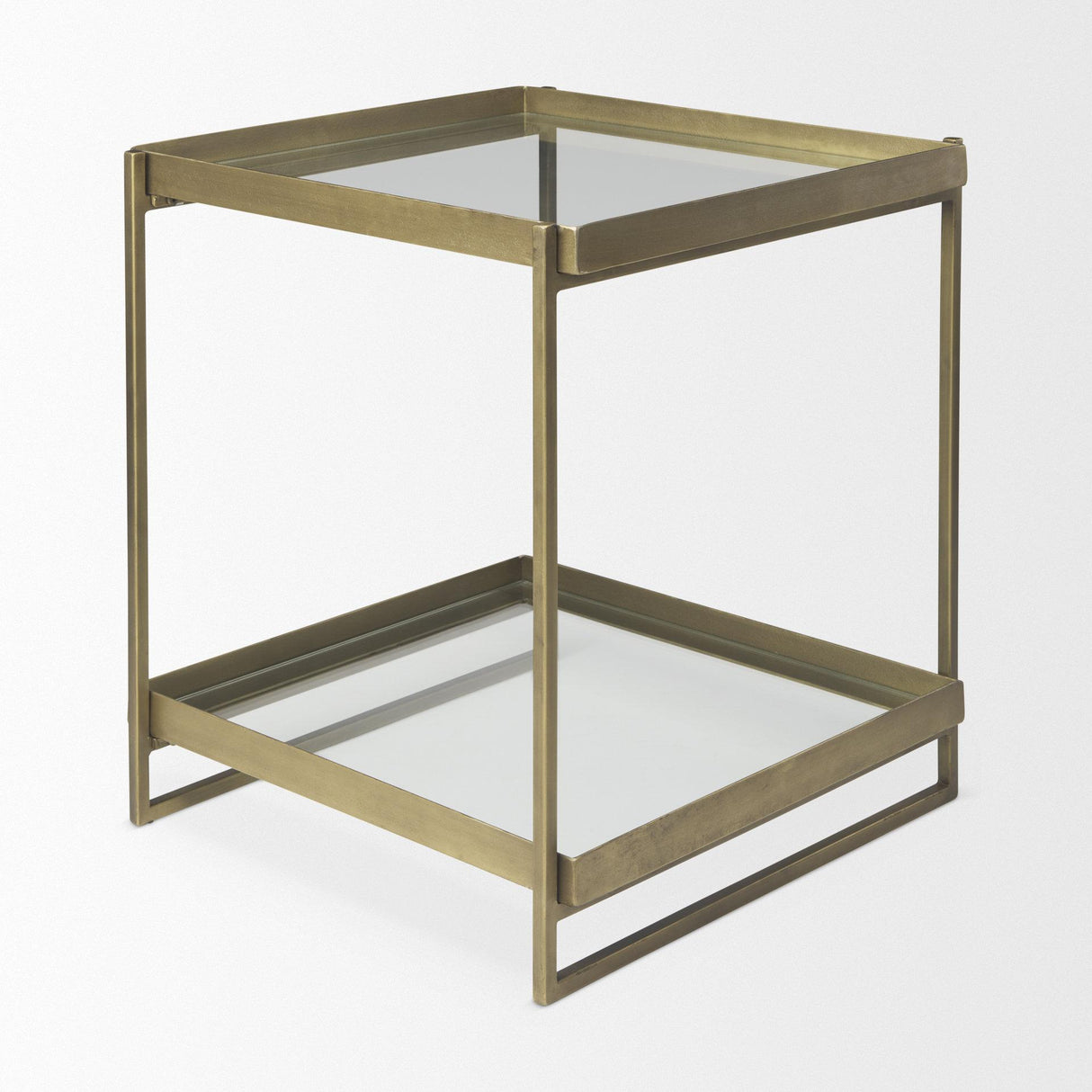 Mercana Trey Gold Metal W/Glass Accent Table
