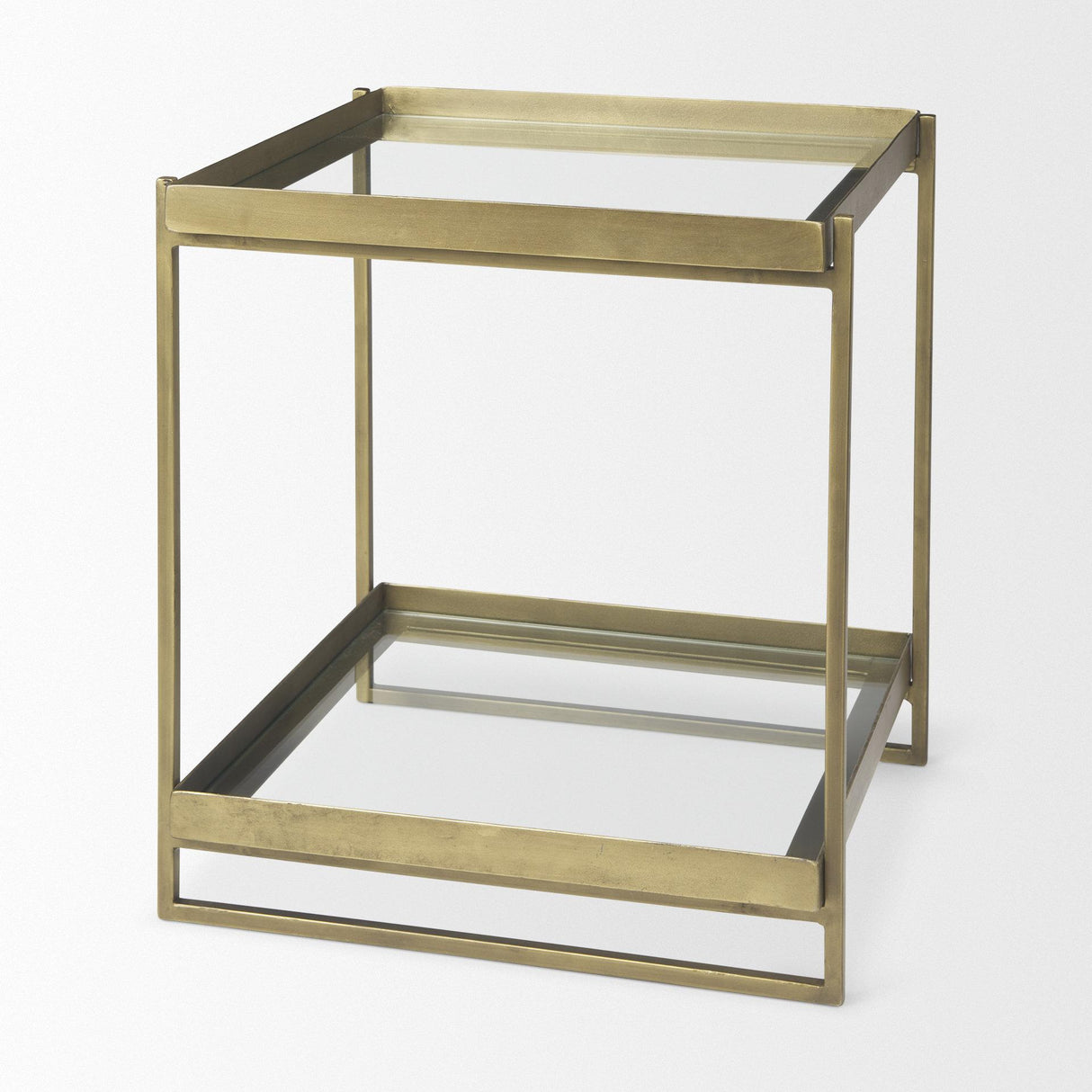 Mercana Trey Gold Metal W/Glass Accent Table