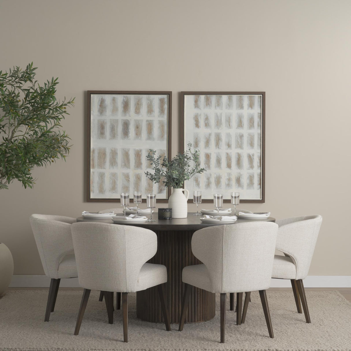 Mercana Terra Fluted Dining Table - 6 Niles Chairs
