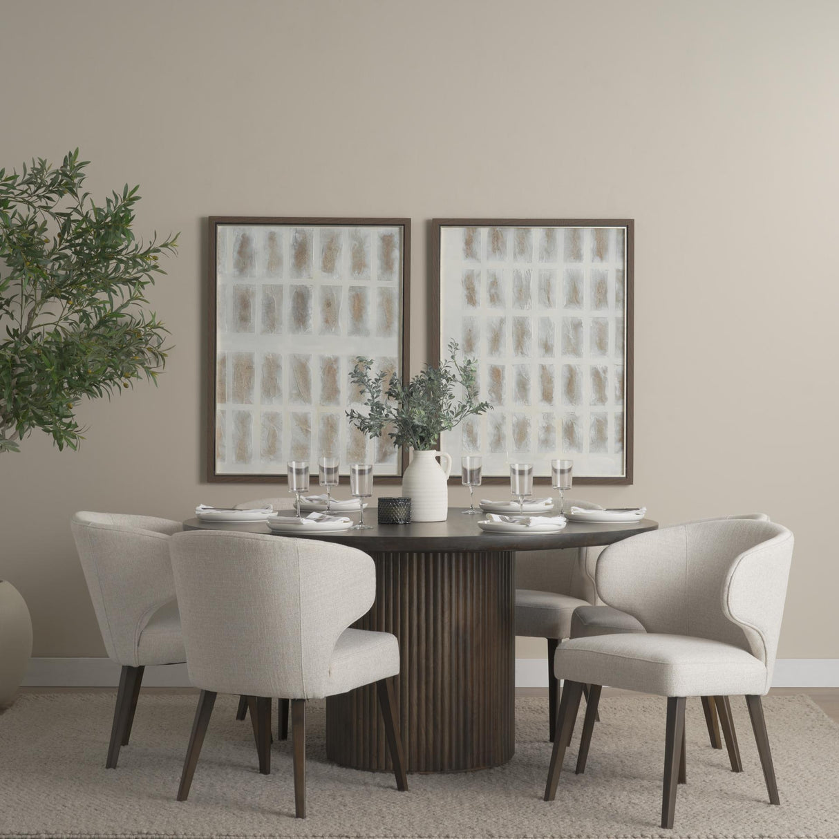 Mercana Terra Fluted Dining Table - 6 Niles Chairs