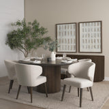 Mercana Terra Fluted Dining Table - 6 Niles Chairs - Terra Sideboard