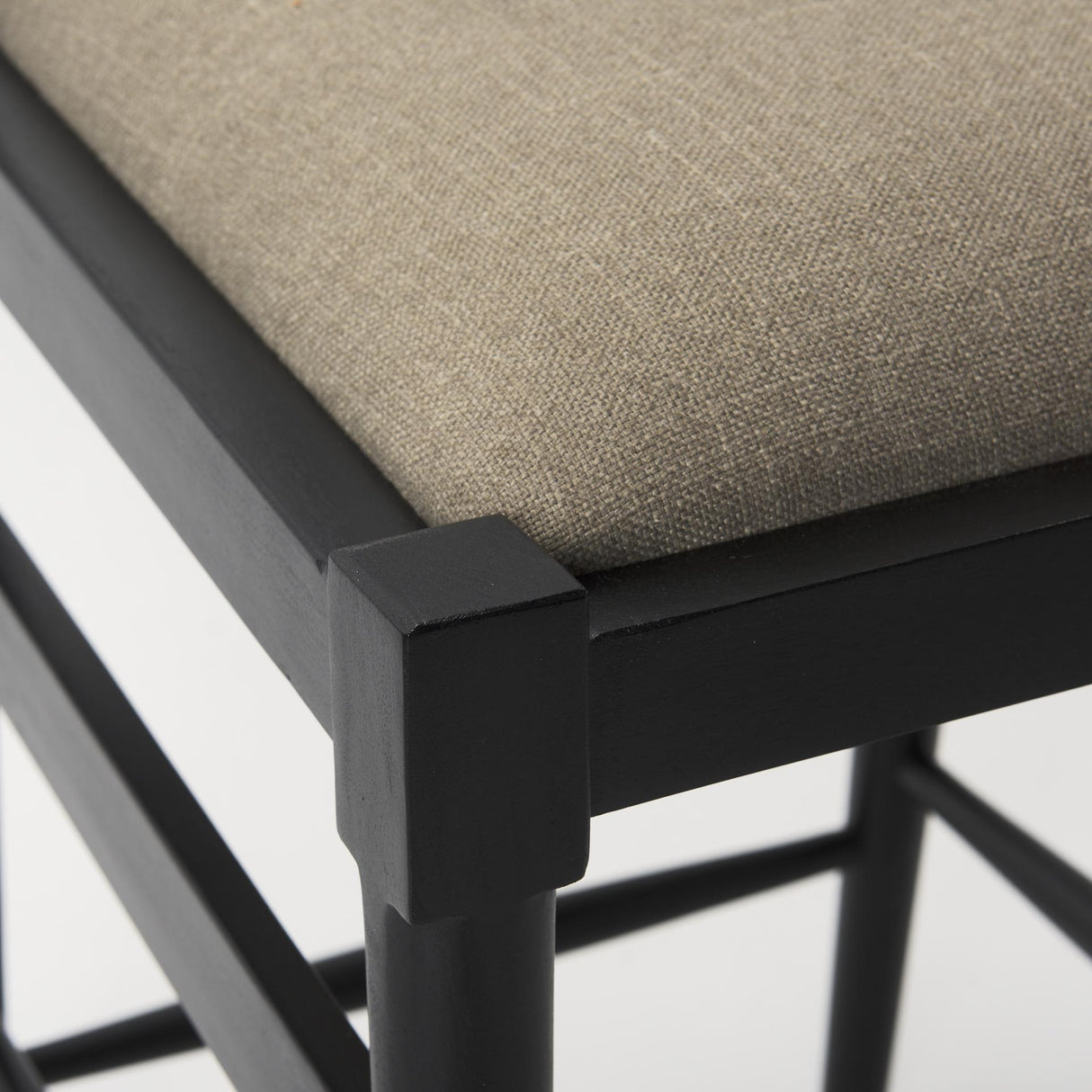 Mercana Trixie Black Wood Frame w/ Dark Taupe Fabric Seat Counter Stool