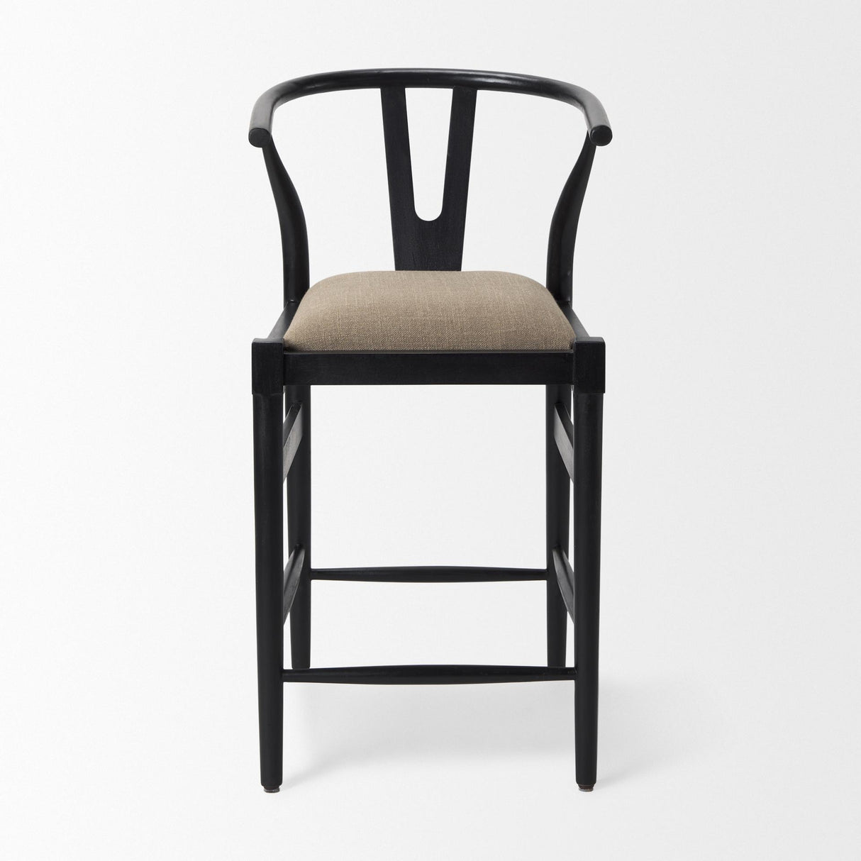Mercana Trixie Black Wood Frame w/ Dark Taupe Fabric Seat Counter Stool
