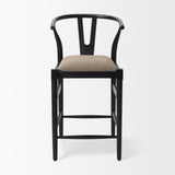 Mercana Trixie Black Wood Frame w/ Dark Taupe Fabric Seat Counter Stool