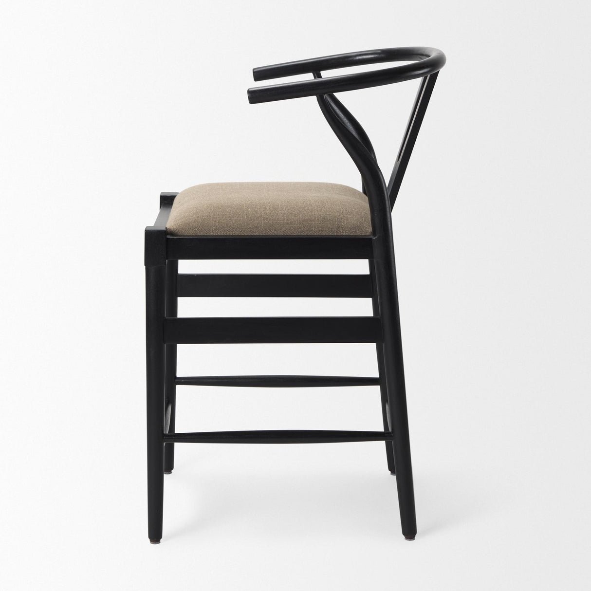 Mercana Trixie Black Wood Frame w/ Dark Taupe Fabric Seat Counter Stool