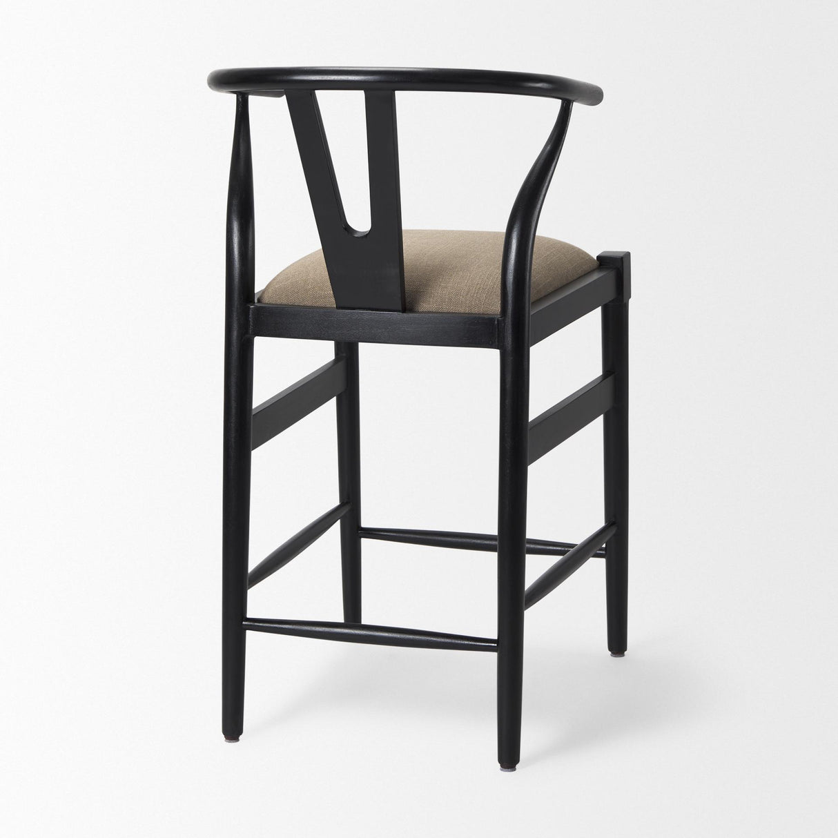 Mercana Trixie Black Wood Frame w/ Dark Taupe Fabric Seat Counter Stool