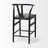 Mercana Trixie Black Wood Frame w/ Dark Taupe Fabric Seat Counter Stool
