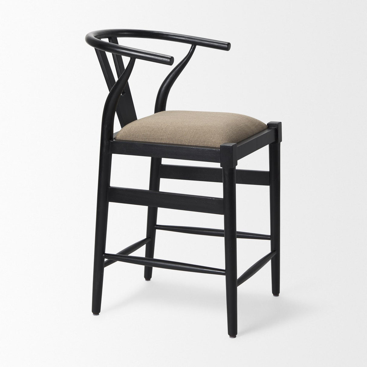 Mercana Trixie Black Wood Frame w/ Dark Taupe Fabric Seat Counter Stool