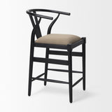 Mercana Trixie Black Wood Frame w/ Dark Taupe Fabric Seat Counter Stool