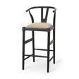Mercana Trixie Black Wood Frame w/ Dark Taupe Fabric Seat Bar Stool