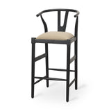 Mercana Trixie Black Wood Frame w/ Dark Taupe Fabric Seat Bar Stool