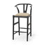 Mercana Trixie Black Wood Frame w/ Dark Taupe Fabric Seat Bar Stool