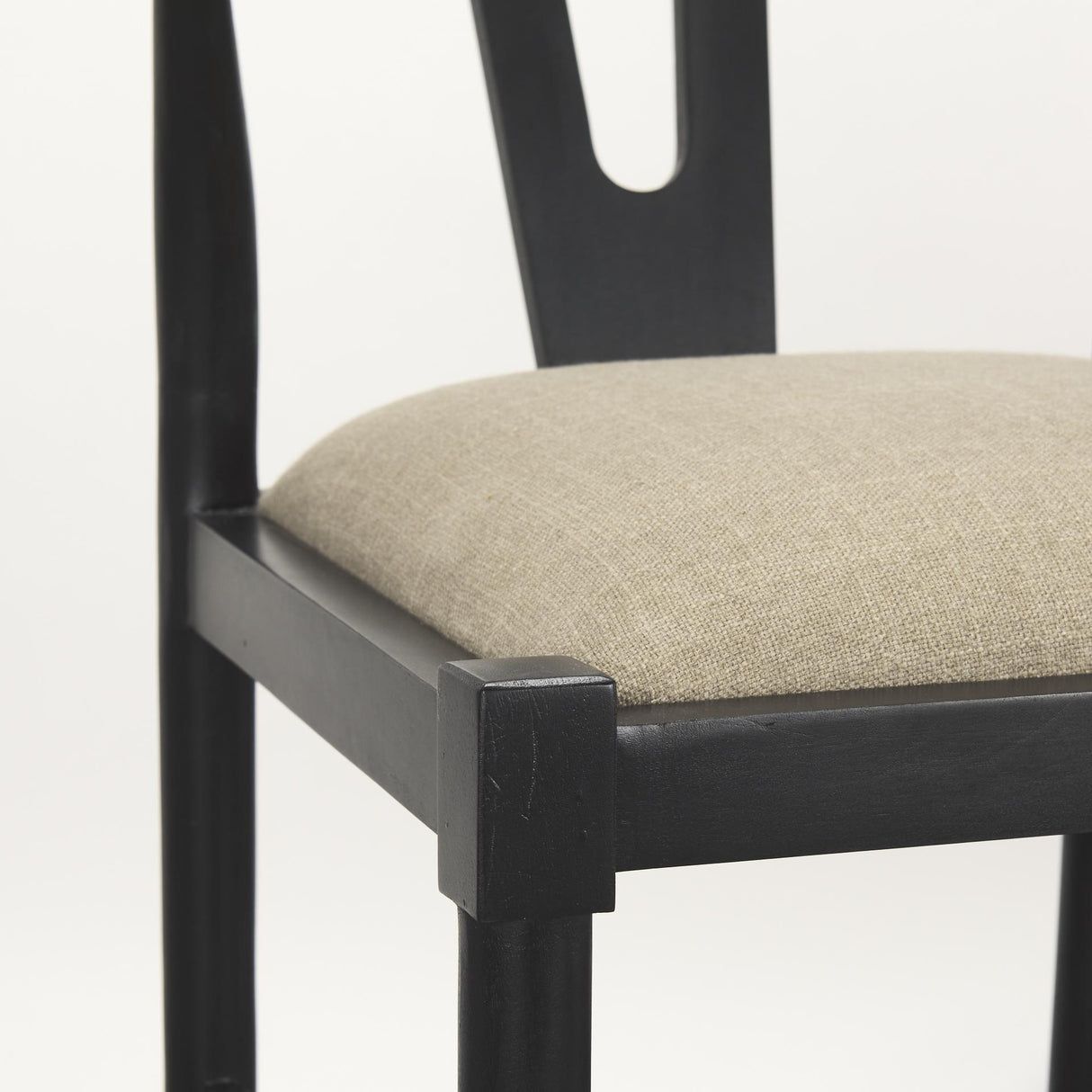 Mercana Trixie Black Wood Frame w/ Dark Taupe Fabric Seat Bar Stool