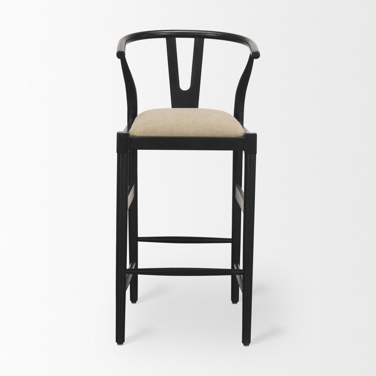 Mercana Trixie Black Wood Frame w/ Dark Taupe Fabric Seat Bar Stool