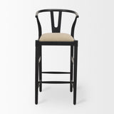 Mercana Trixie Black Wood Frame w/ Dark Taupe Fabric Seat Bar Stool