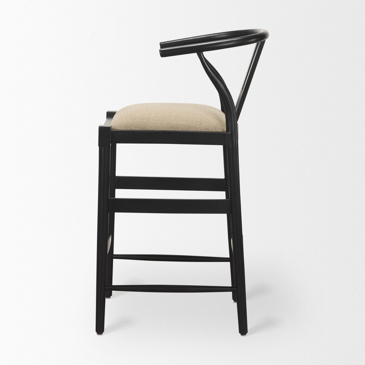 Mercana Trixie Black Wood Frame w/ Dark Taupe Fabric Seat Bar Stool