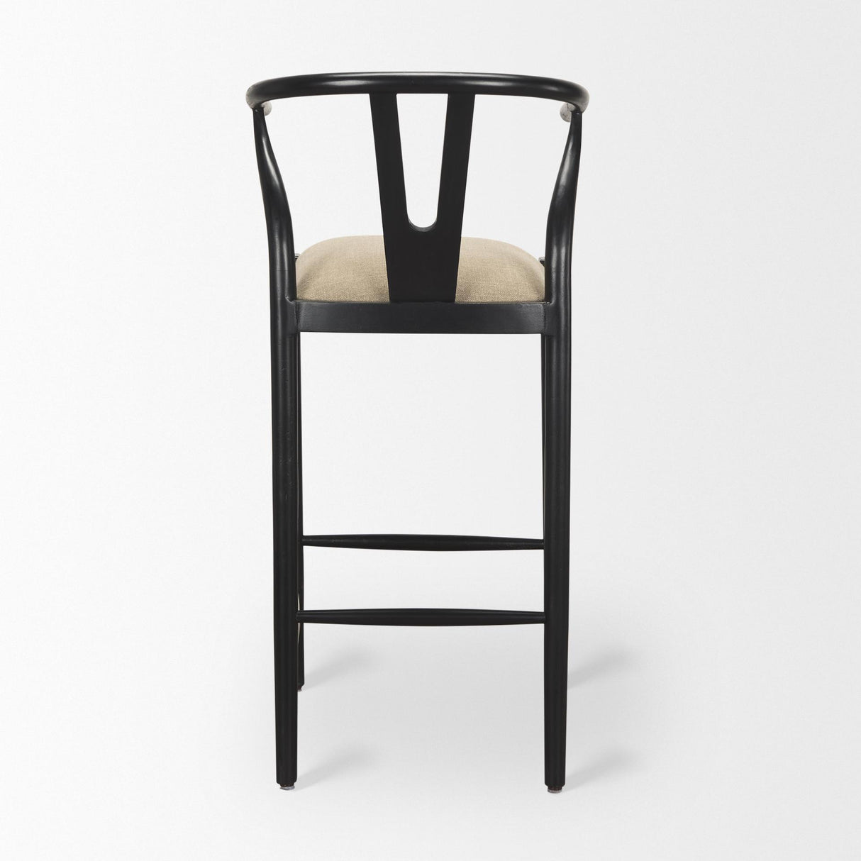 Mercana Trixie Black Wood Frame w/ Dark Taupe Fabric Seat Bar Stool