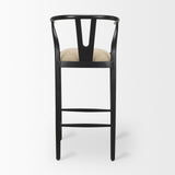 Mercana Trixie Black Wood Frame w/ Dark Taupe Fabric Seat Bar Stool