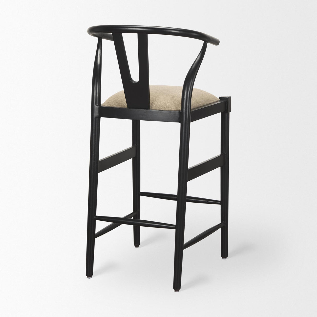 Mercana Trixie Black Wood Frame w/ Dark Taupe Fabric Seat Bar Stool