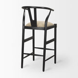 Mercana Trixie Black Wood Frame w/ Dark Taupe Fabric Seat Bar Stool