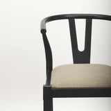 Mercana Trixie Black Wood Frame w/ Dark Taupe Fabric Seat Bar Stool