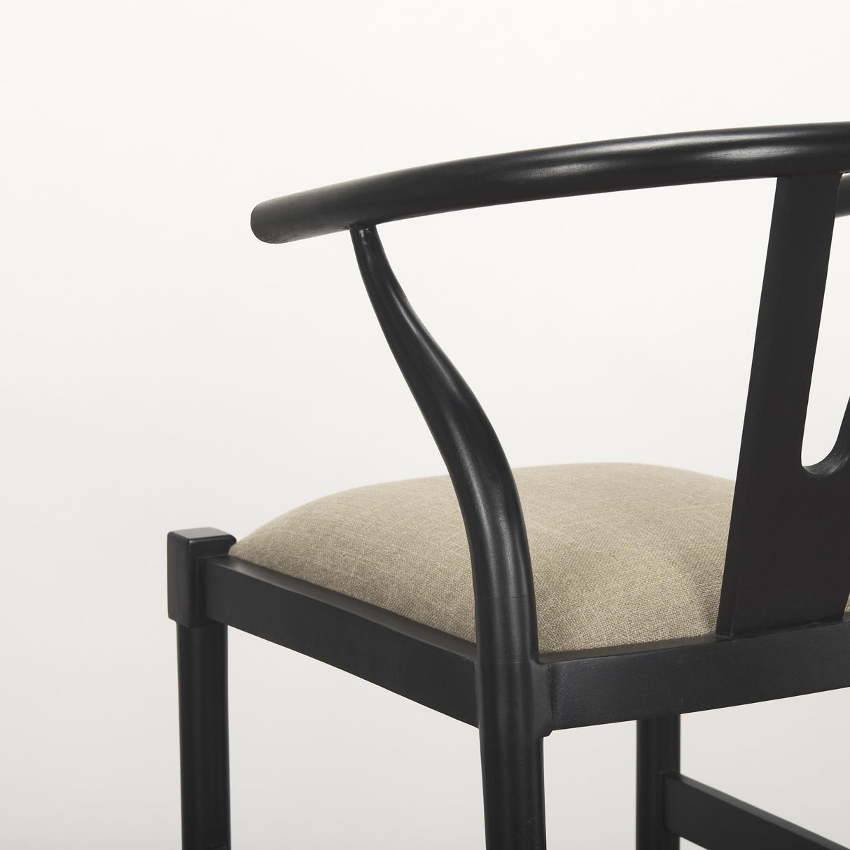 Mercana Trixie Black Wood Frame w/ Dark Taupe Fabric Seat Bar Stool