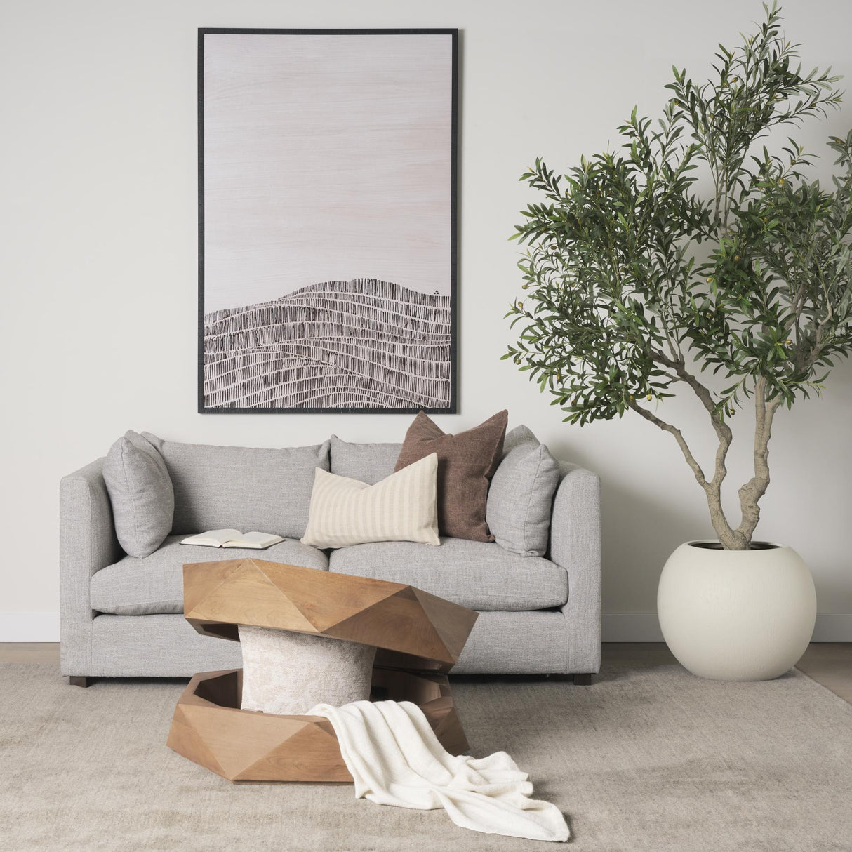 Mercana Arreto 36" Hexagonal Hinged Solid Wood Top and Base Coffee Table