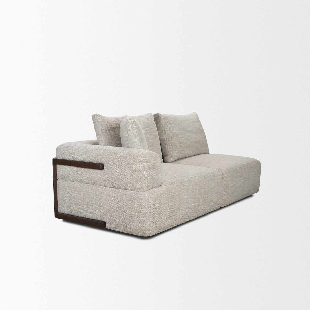 Mercana Warner Left Arm 3 Seater Gray Performance Fabric w/ Ash Wood Sofa