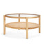 Mercana Weslyn Solid Light Brown Wood and Glass Top w/ Cane Coffee Table