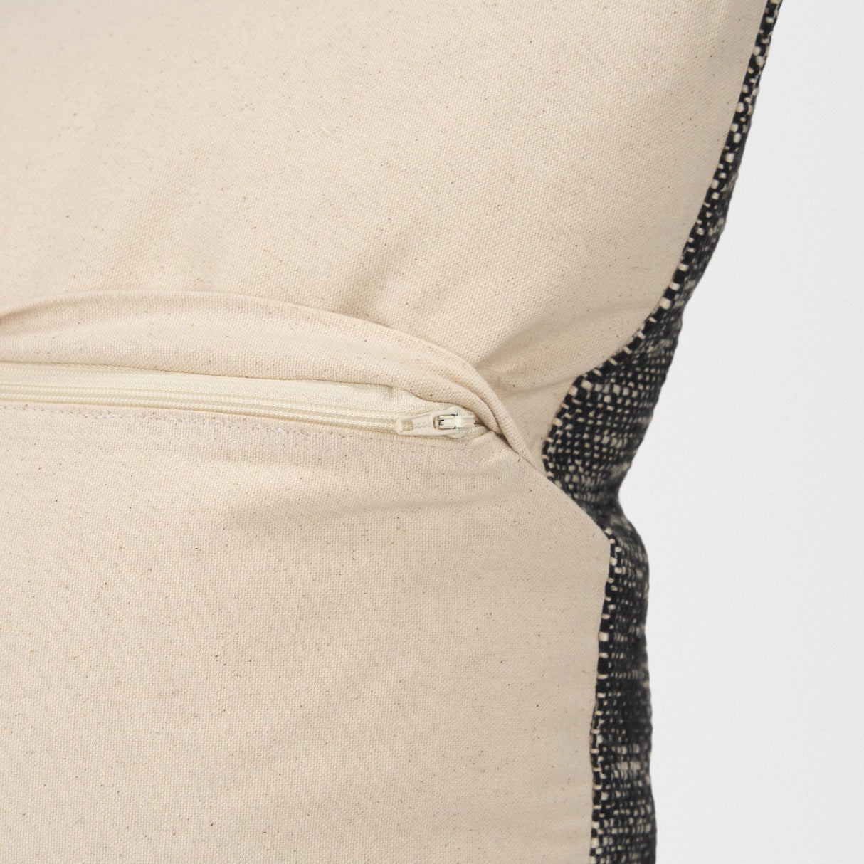 Mercana Jalia Cream and Black Cotton Decorative Square Pillow Cover
